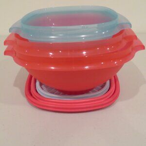 Tupperware Heritage Small Medium & Large Set of 3 Bowls & 3 Lids One Touch Close